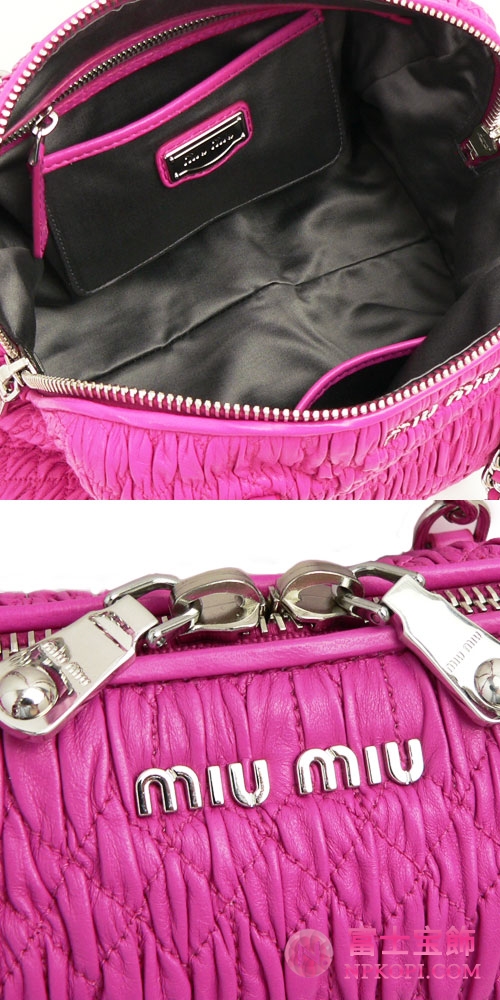 MIUMIU ミュウミュウ バッグ レディース  ギャザー レザー フクシアピンク RL0047 NAPPA CLOQUET FUCSIA